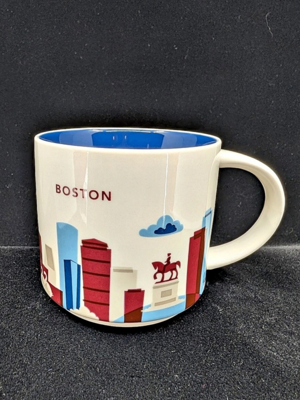 Starbucks Boston Massachusetts You Are Here Ceramic Mug White/Blue Interior 2014